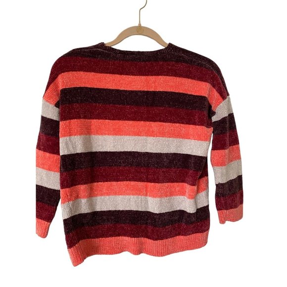 Express XS Chenille Velvet Stripe Sweater Pink White NEW w TAGS - Picture 2 of 3